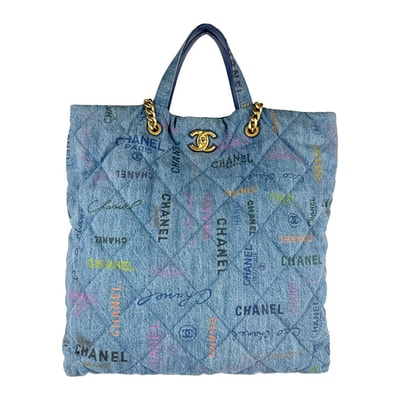 シャネル CHANEL ハンドバッグ ショルダーバッグ デニム ブルー/マルチカラー ゴールド レディース【中古】 z9422