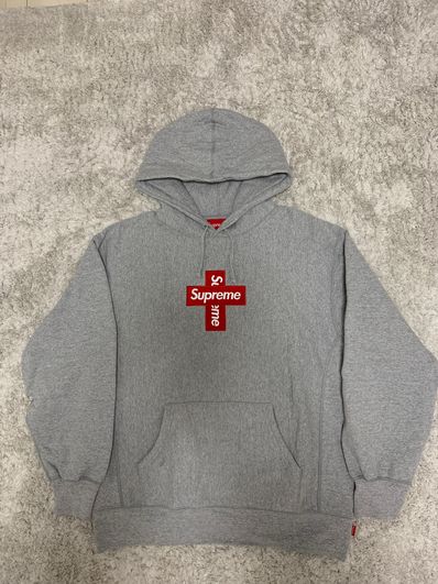 Supreme Cross Box Logo Hooded Sweatshirt "Grey"