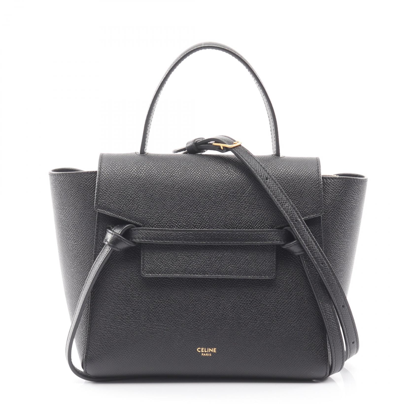 セリーヌ CELINE BELT BAG NANO ベルトバッグ ナノ ハンドバッグ バッグ レザー レディース ブラック系 【中古】