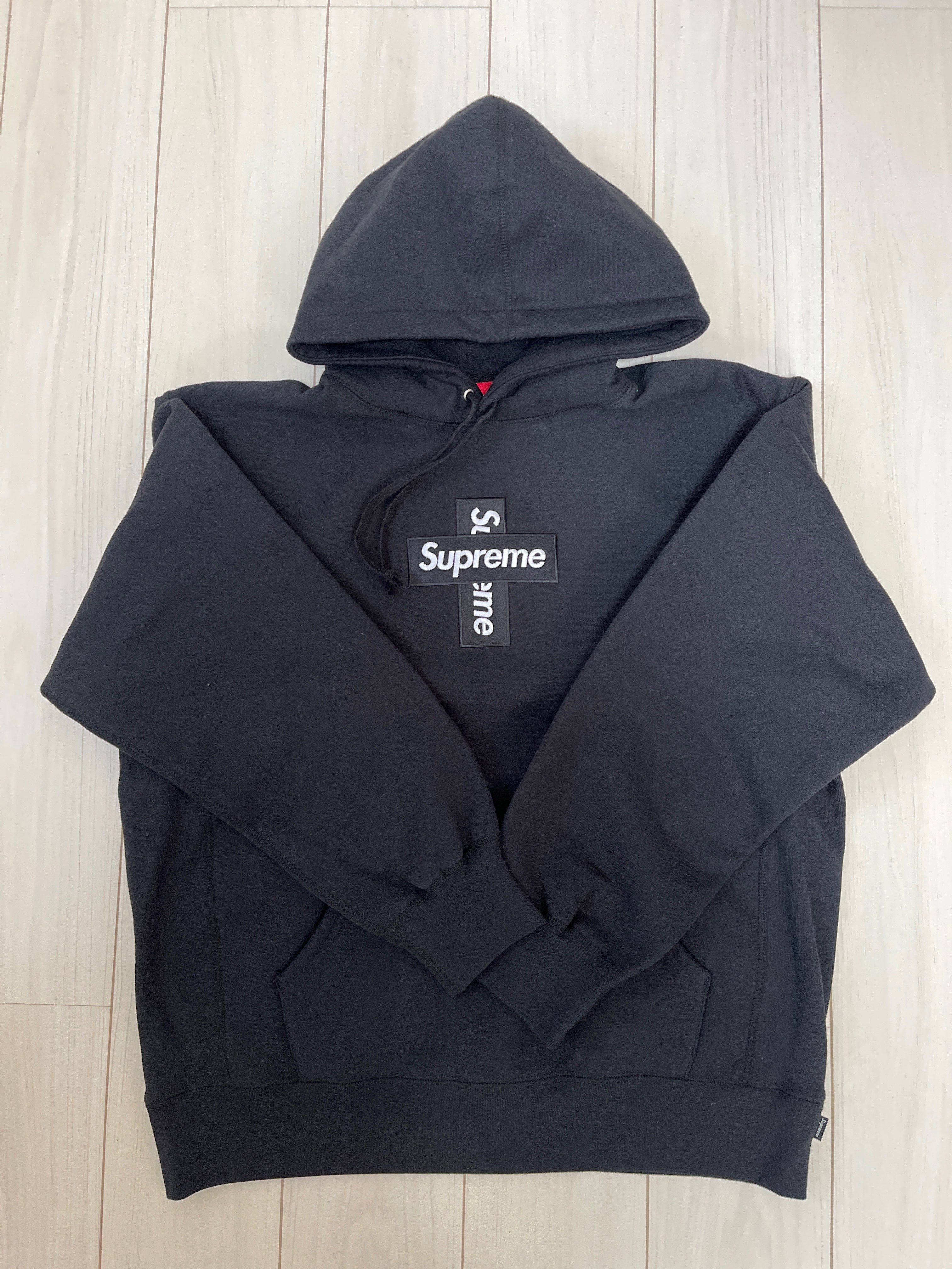 Supreme Cross Box Logo Hooded Sweatshirt "Black"