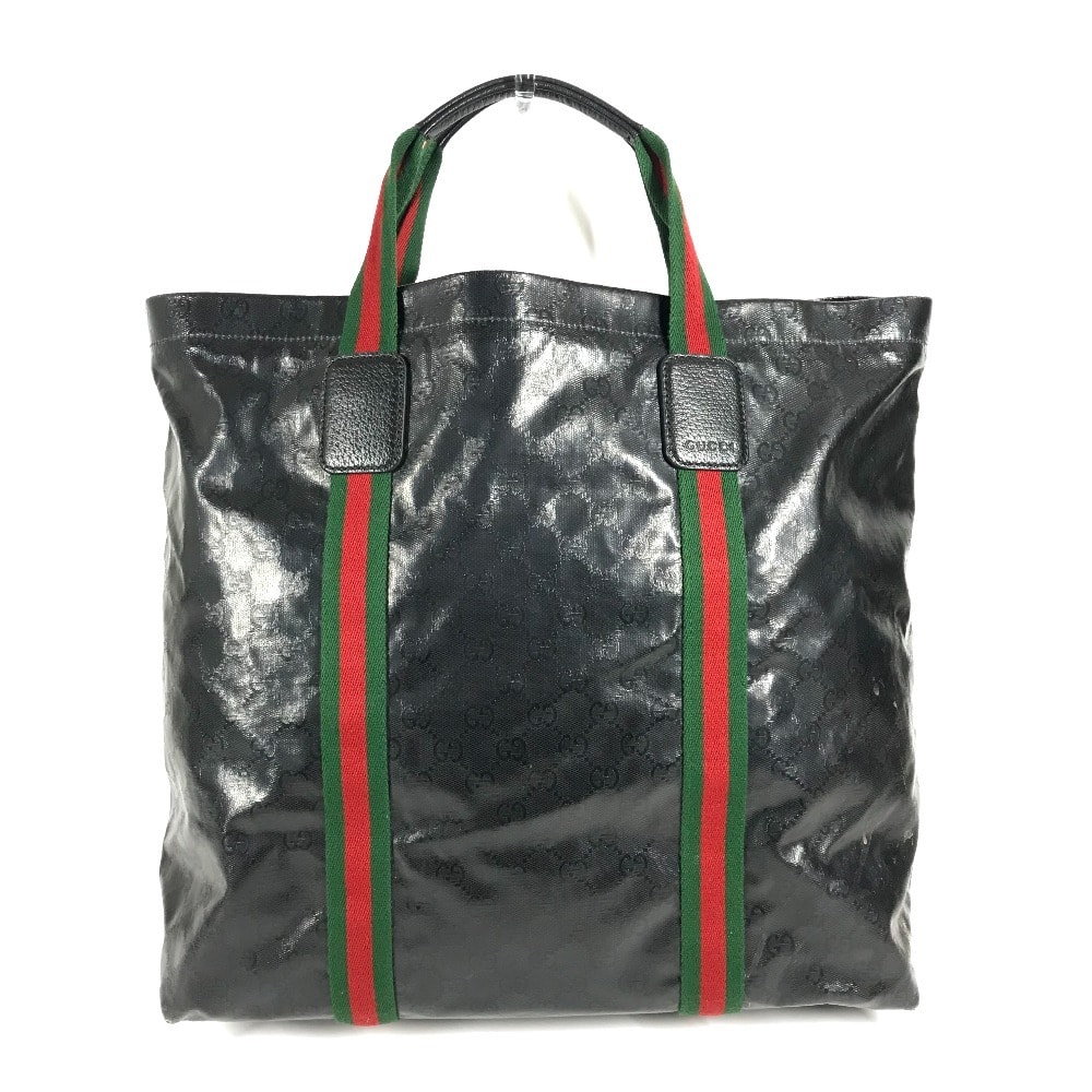 グッチ GUCCI ロゴ シェリーライン 763287 GGクリスタル カバン トートバッグ ハンドバッグ コーティングキャンバス ブラック