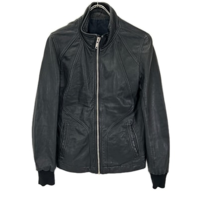 リックオウエンス RU6767 L/G ブラック ラムレザー シングルライダースジャケット XS
