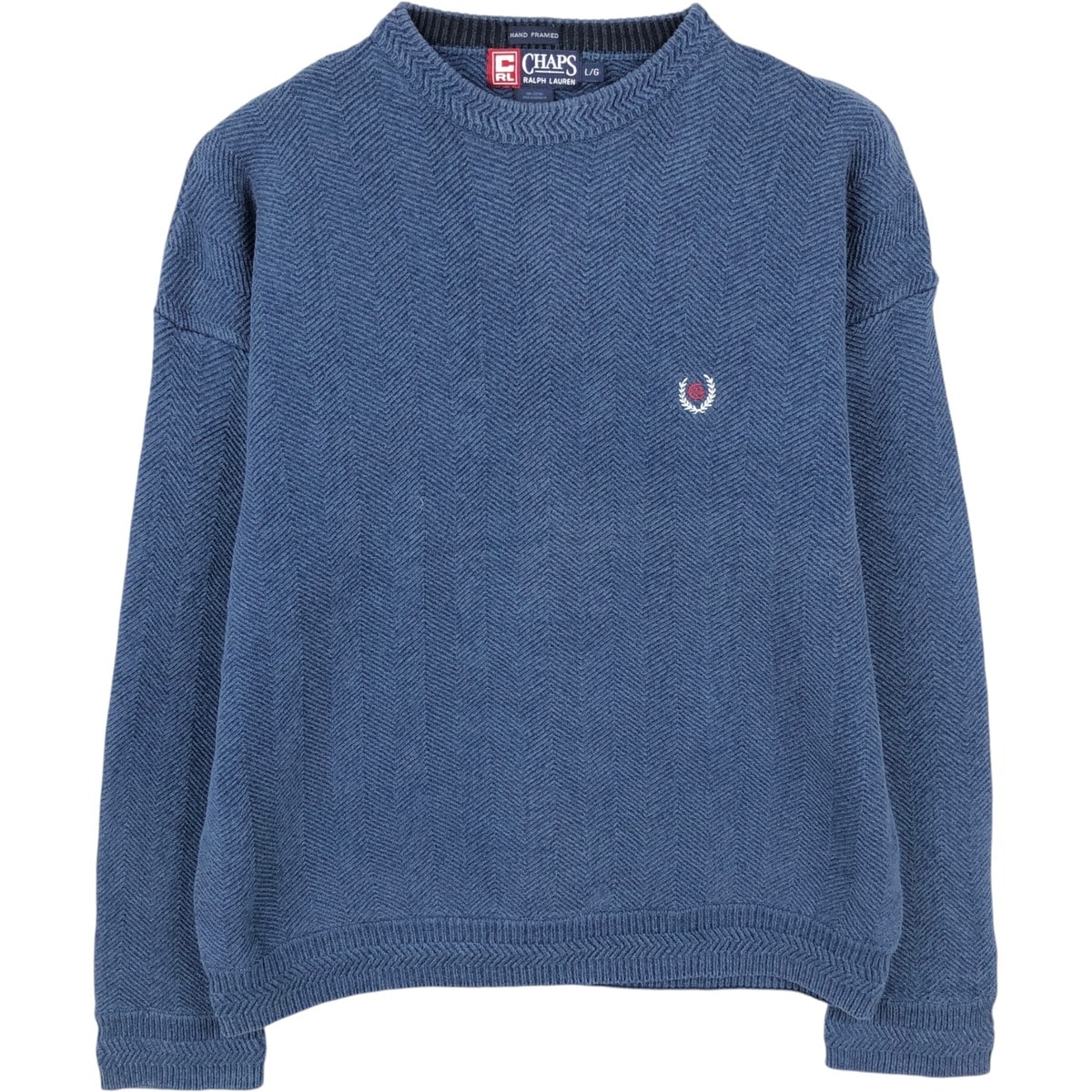 古着 ラルフローレン Ralph Lauren CHAPS チャップス ヘリンボーン コットンニットセーター メンズL相当/eaa654437