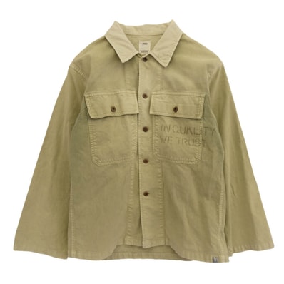 VISVIM ビズビム ジャケット 22SS 0122105011011 CARDWELL SHIRT L/S DMGD ダメージ加工 カードウェル 長袖 シャツ ジャケット ライトグリーン系 3【中古】