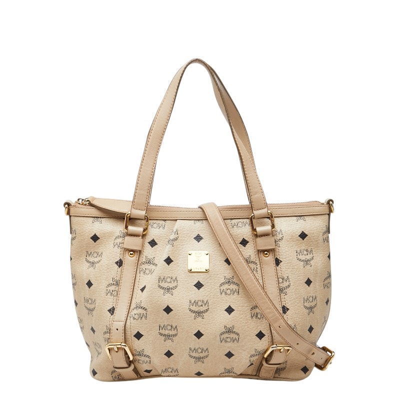 エム シー エム ヴィセトス ハンドバッグ ショルダーバッグ 2WAY ベージュ レザー レディース MCM 【中古】