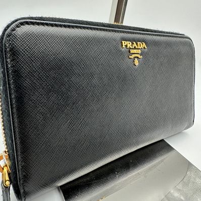 PRADA Large Saffiano Leather Wallet "Black"