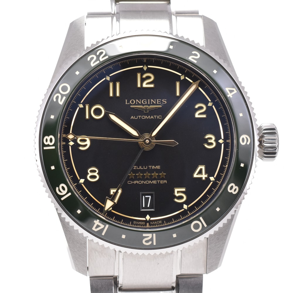 値下 ロンジン LONGINES L3.802.4.63.6 スピリット ズールータイム ブラック 自動巻き メンズ 極美品 箱・保証書付き D#147363
