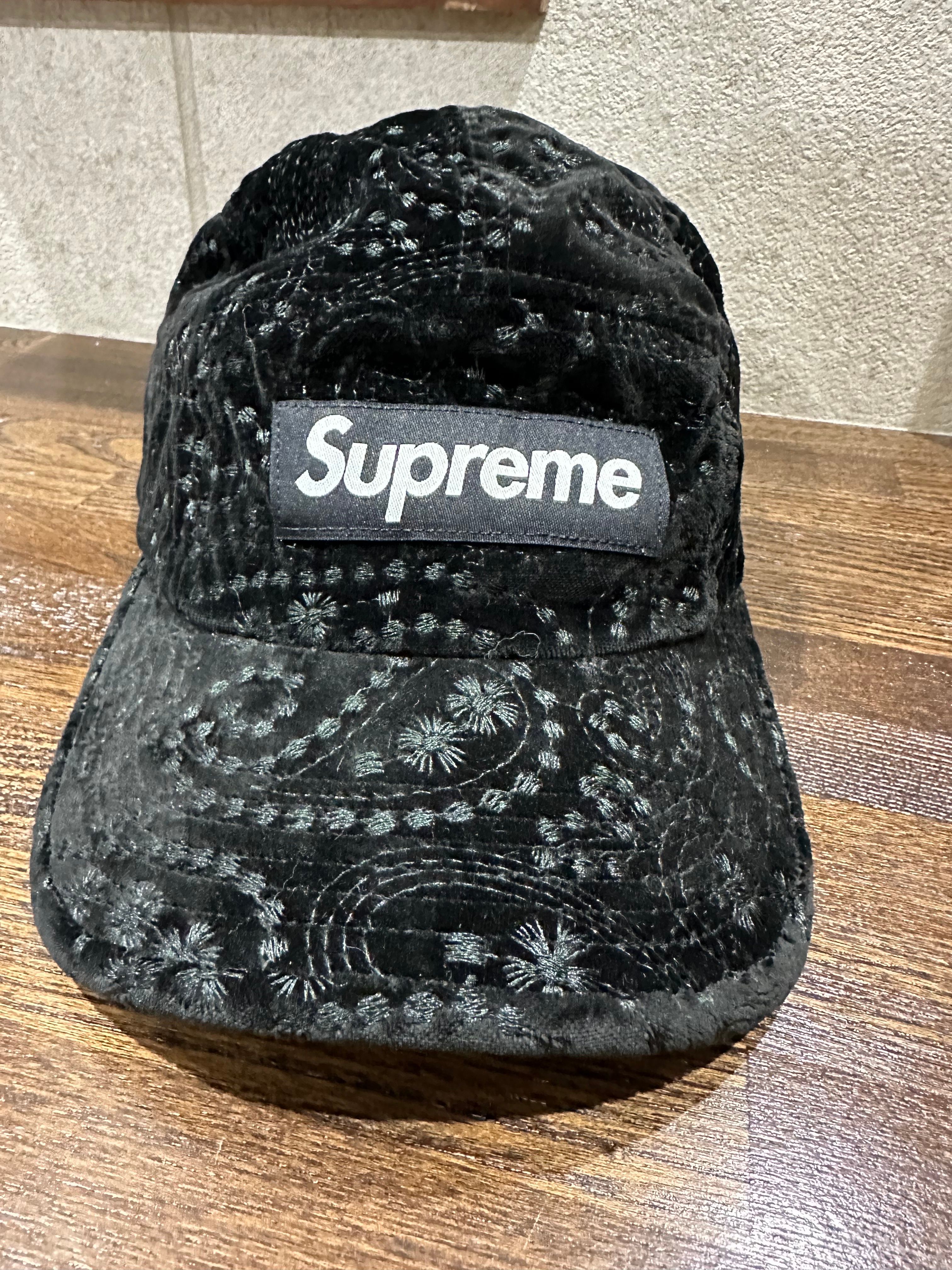 Supreme Velvet Paisley Camp Cap "Black"