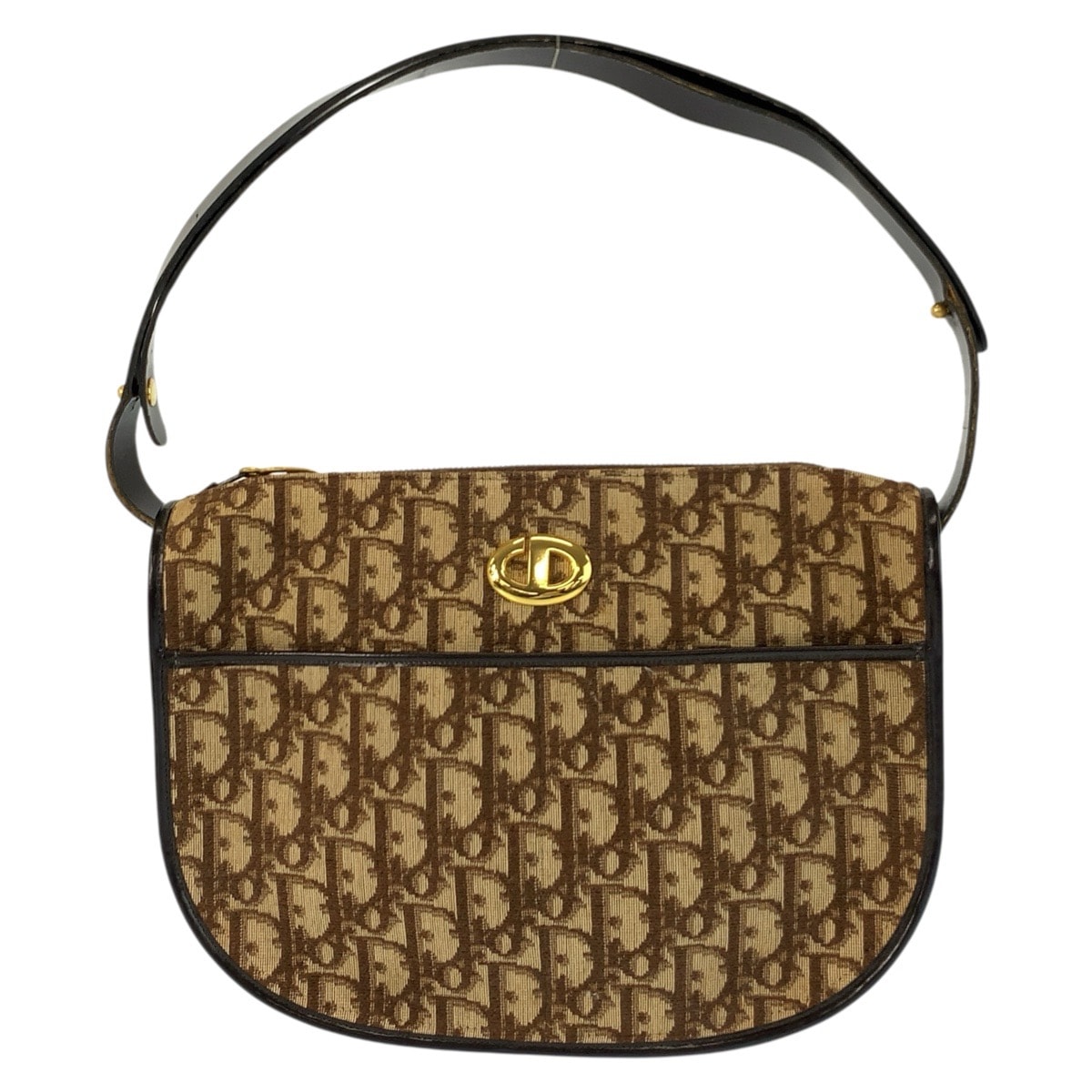 Christian Dior クリスチャンディオール ヴィンテージ トロッター CDロゴ ブラウン ゴールド金具 キャンバス レザー/ ハンドバッグ 602779 【中古】
