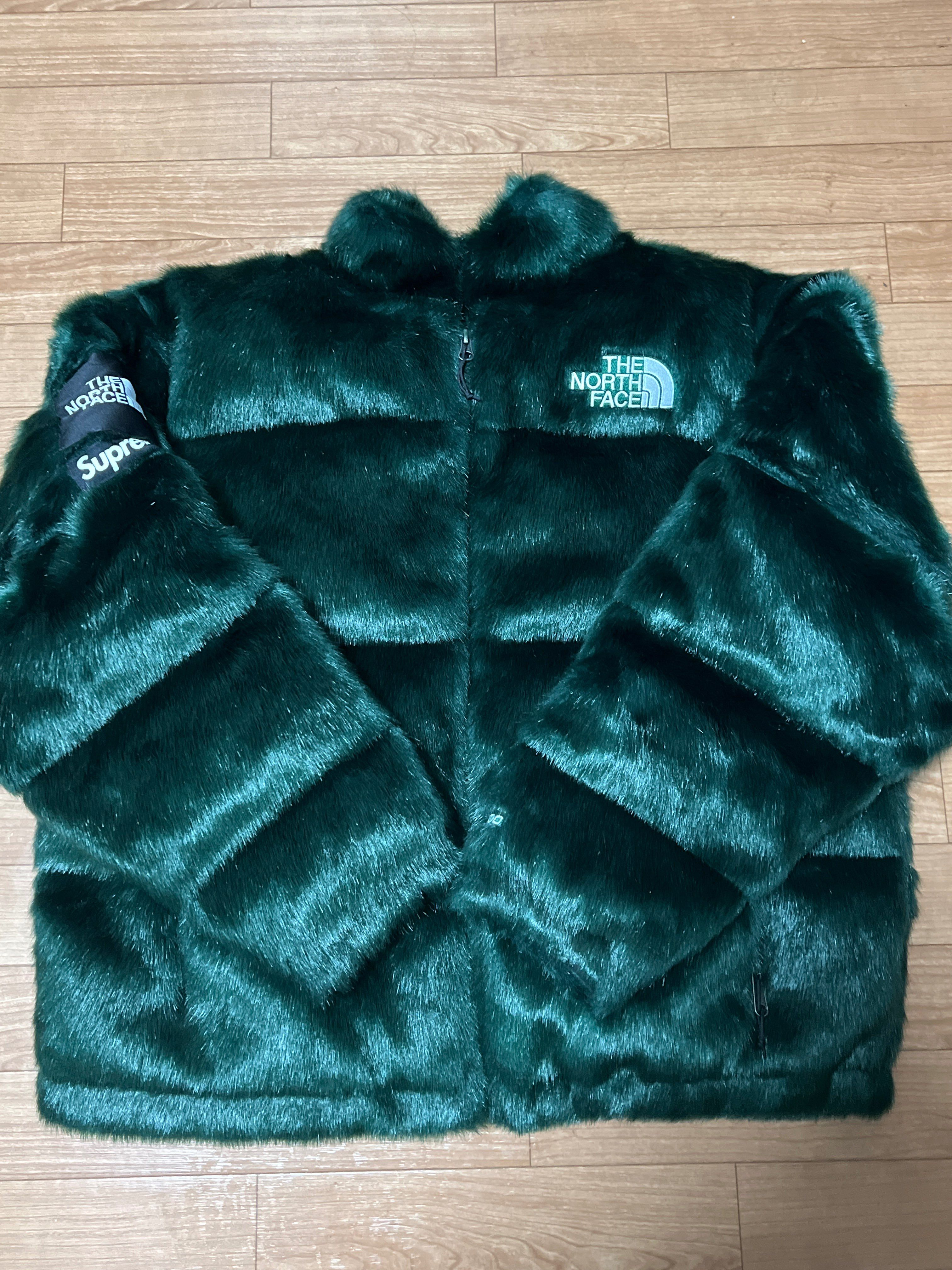Supreme x The North Face Faux Fur Nuptse Jacket "Green"