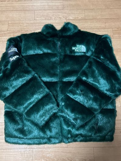 Supreme x The North Face Faux Fur Nuptse Jacket "Green"