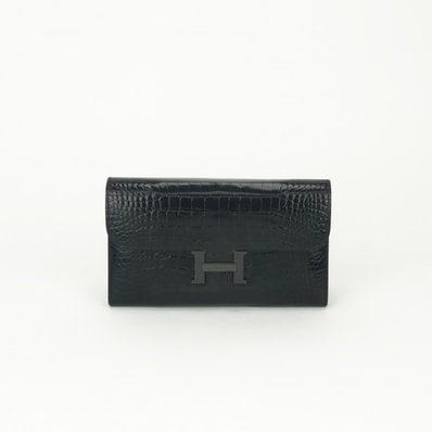 エルメス HERMES コンスタンスロング コンスタンス ロング 財布 長財布 ロングウォレット アリゲーター ソーブラック SO-BLACK モノクローム ブラック Black 黒 ブラック金具 エキゾチック
