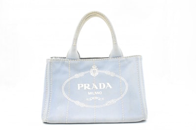 プラダ カナパ ミニ ハンドバッグ ライトブルー