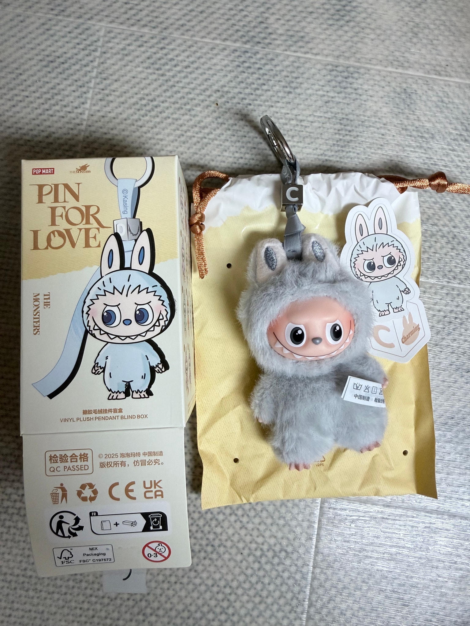POP MART THE MONSTERS (LABUBU) Pin for Love Series-Vinyl Plush Pendant (A-M) C