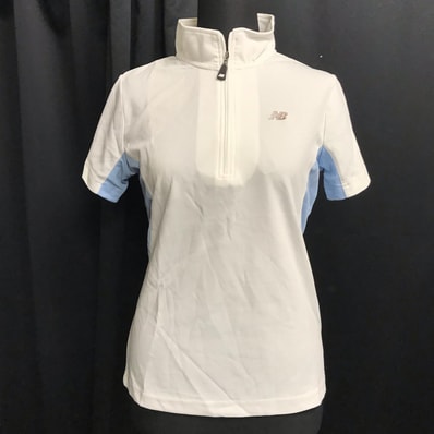 NEW BALANCE/ニューバランス★半袖ハーフジップTシャツ【レディースL/白/white】ランニング/ゴルフ/テニス/バドミントン/Tops/Shirt◆BJ152-e