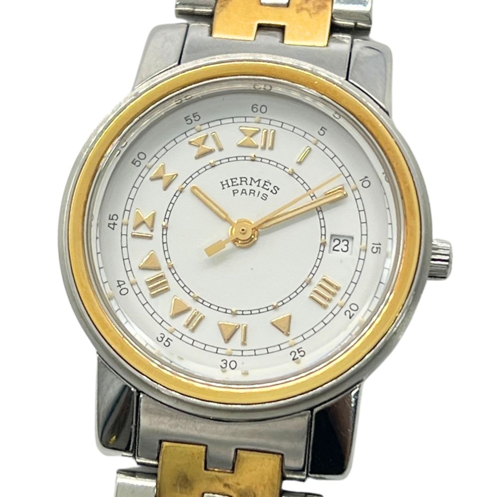 HERMES エルメス キャリック コンビ クォーツ レディース 腕時計 正規品 / C1340