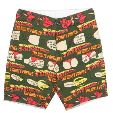 WACKO MARIA ワコマリア ショートパンツ カットオフ 総柄 ワーク ショーツ ショート ハーフ パンツ カーキ系 S【中古】