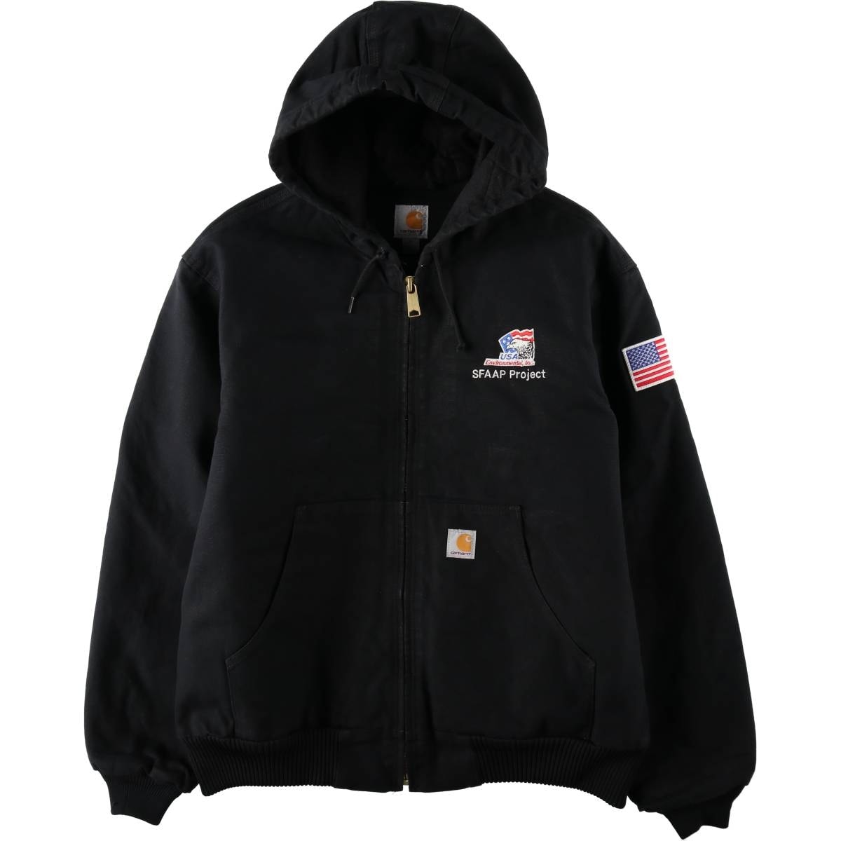 古着 カーハート Carhartt アクティブジャケット 星条旗柄 中綿入り ダックフルジップパーカー メンズL相当/eaa645772