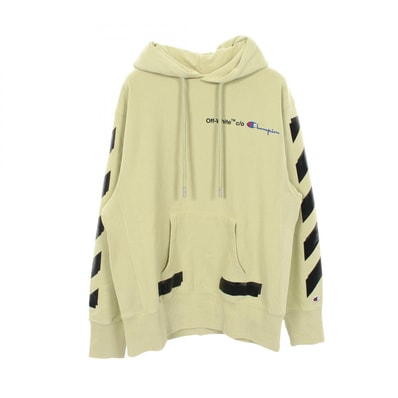 オフホワイト OFF-WHITE OFF-WHITE × Champion 18SS パーカー 衣料品 トップス コットン メンズ グリーン系 【中古】