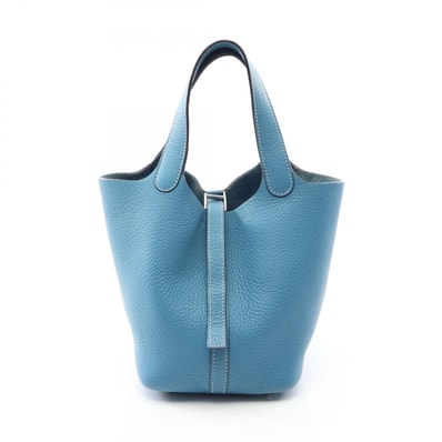 エルメス HERMES ピコタンPM ハンドバッグ バッグ レザー トリヨンクレマンス トリヨンクレマンス ブルージーン □H刻印(2004年製造) レディース ブルー系 【中古】