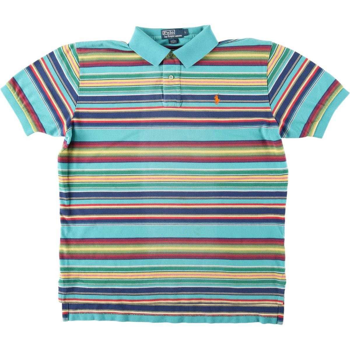 古着 ラルフローレン Ralph Lauren POLO by Ralph Lauren マルチボーダー 半袖 ボーダー ポロシャツ メンズL相当/eaa644726