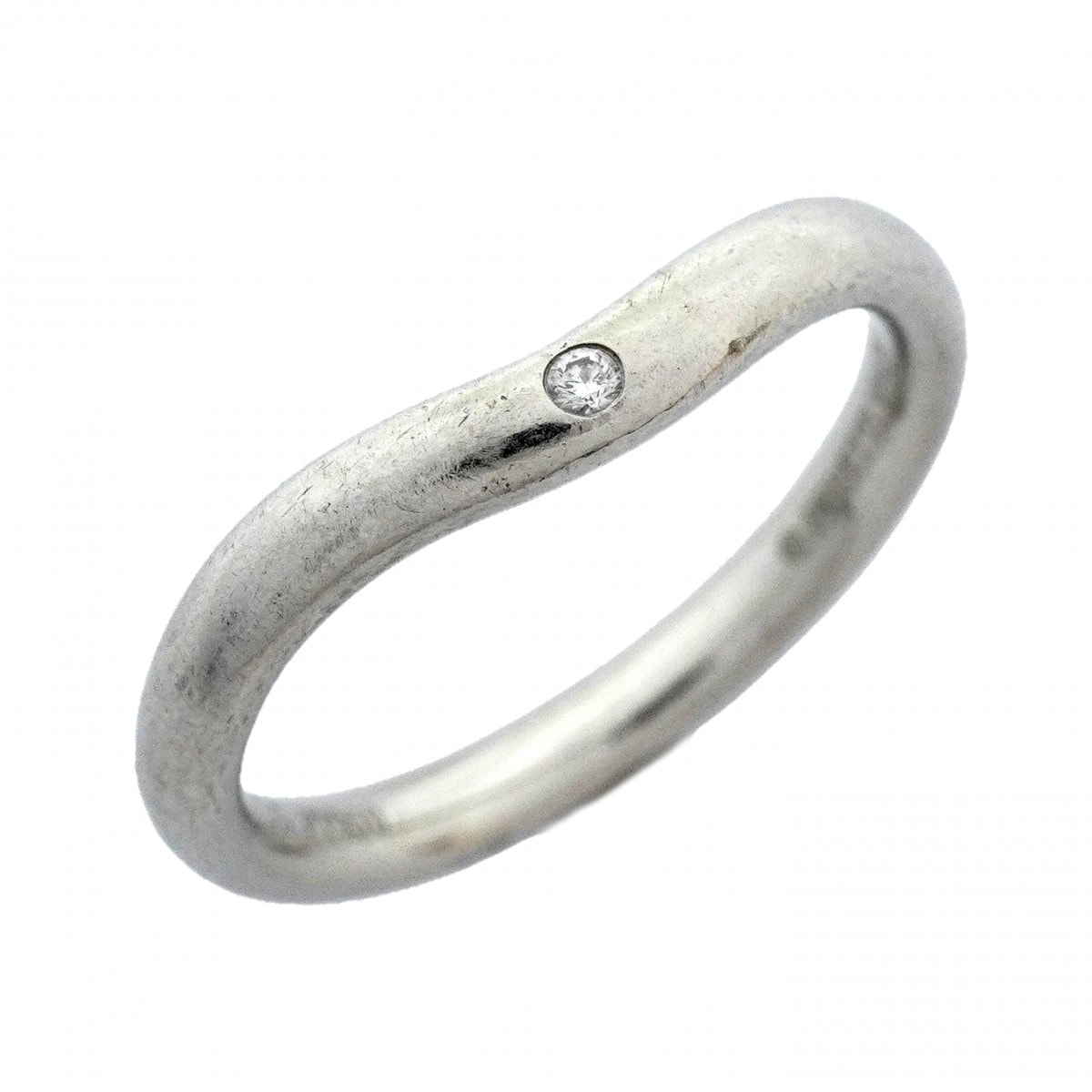 ★最終価格【6jcb0259】ティファニー リング カーブドバンド 1PD Pt950 プラチナ ダイヤモンド 5号【中古】レディース