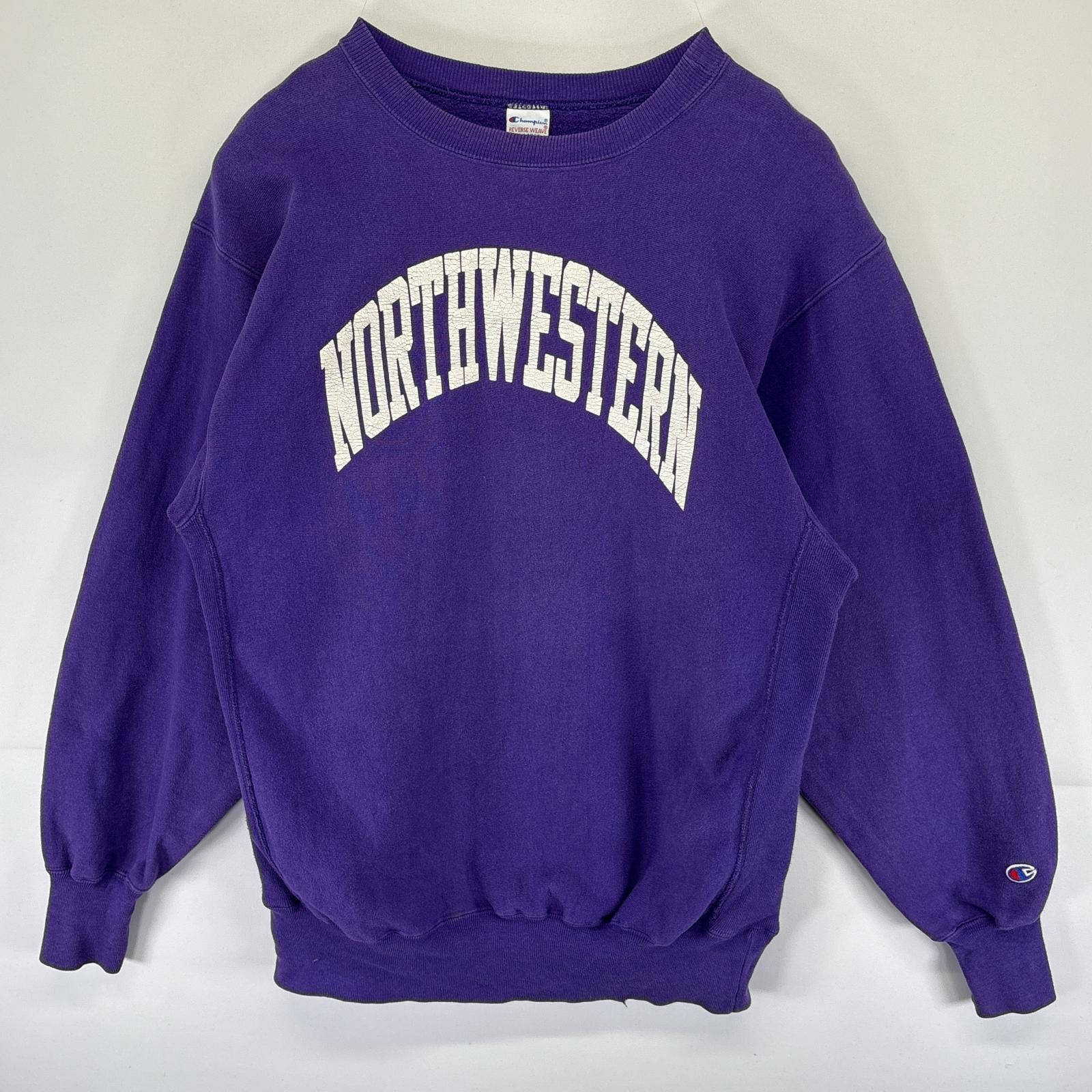 古着 90's/90年代 チャンピオン Champion USA製 スウェット リバースウィーブ トレーナー カレッジロゴプリント 14041  パープル メンズ
