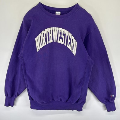 古着 90's/90年代 チャンピオン Champion USA製 スウェット リバースウィーブ トレーナー カレッジロゴプリント 14041 パープル メンズ