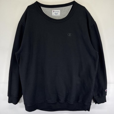 古着 チャンピオン Champion スウェット トレーナー 大きいサイズ ワンポイントロゴ クルーネック 2XB ブラック メンズ