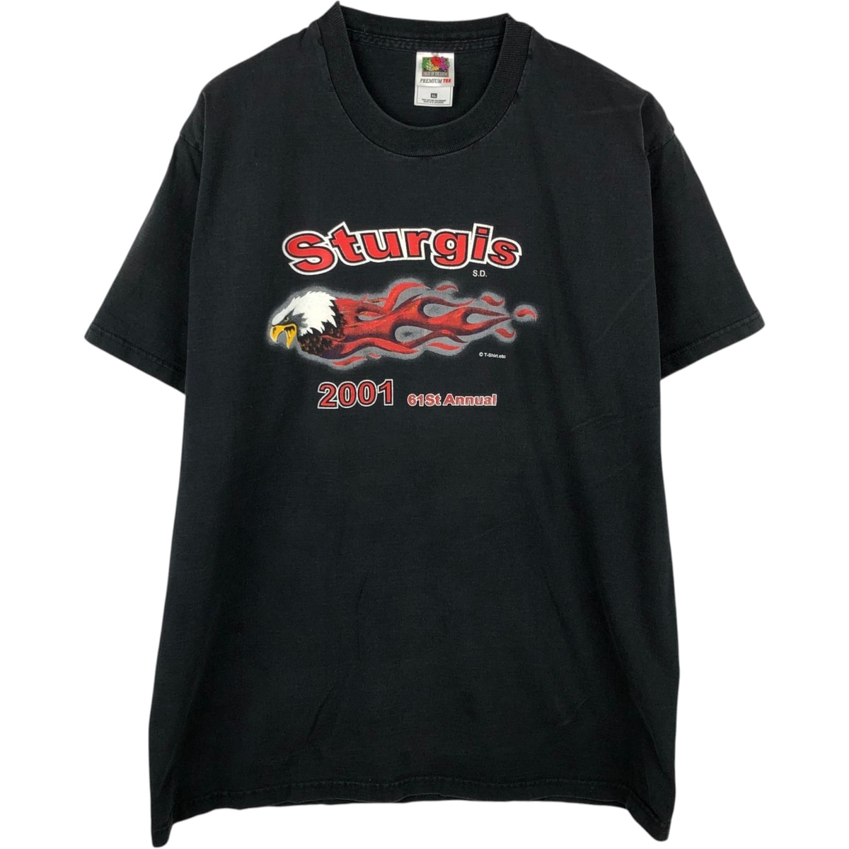 古着 00年代 フルーツオブザルーム FRUIT OF THE LOOM 鷲柄 イーグル柄 ファイヤーパターン モーターサイクル バイクTシャツ メンズXL相当/eaa650689