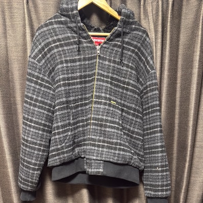 Supreme Plaid Wool Hooded Work Jacket "Black"