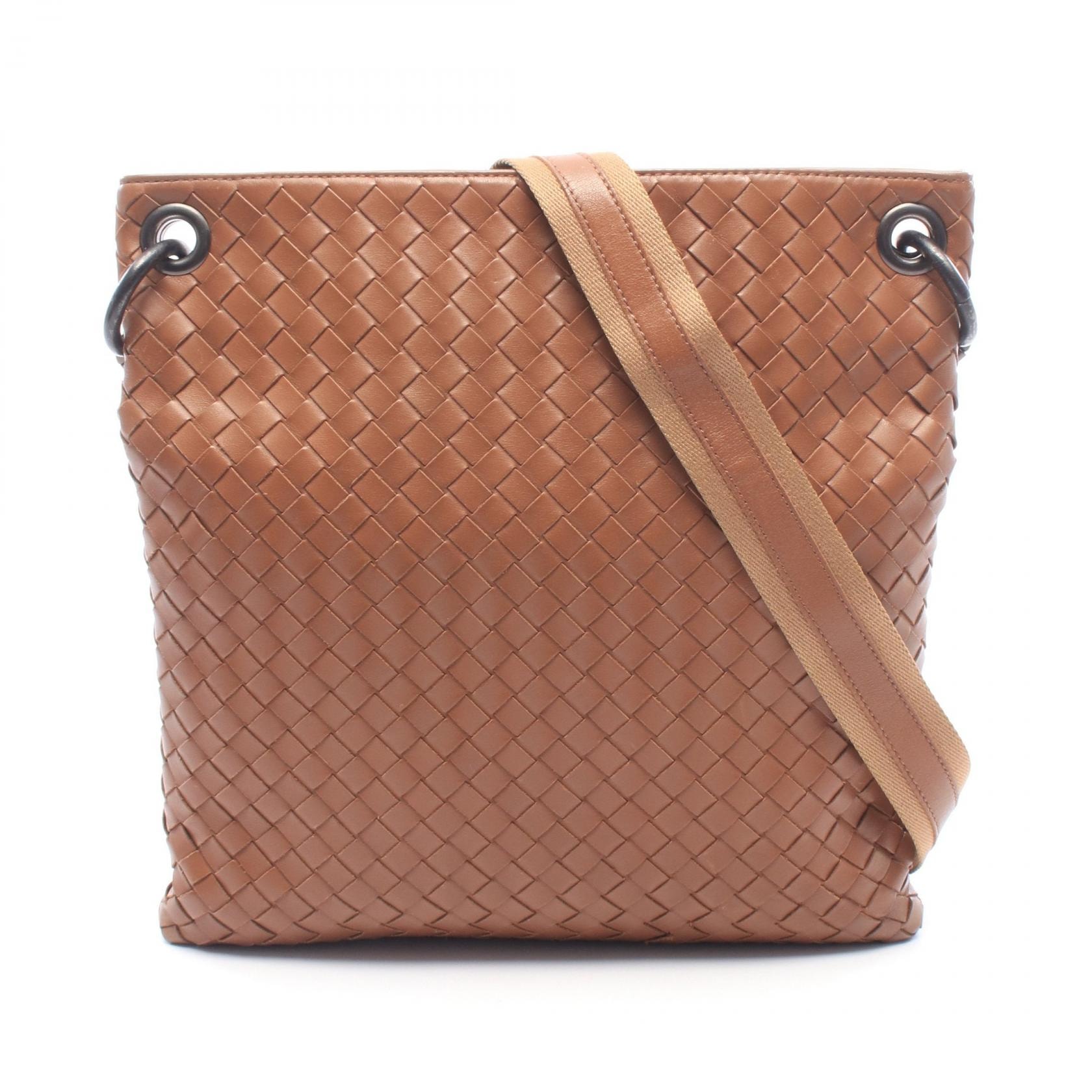 ボッテガヴェネタ BOTTEGA VENETA イントレチャート ショルダーバッグ バッグ レザー レディース ブラウン系 【中古】