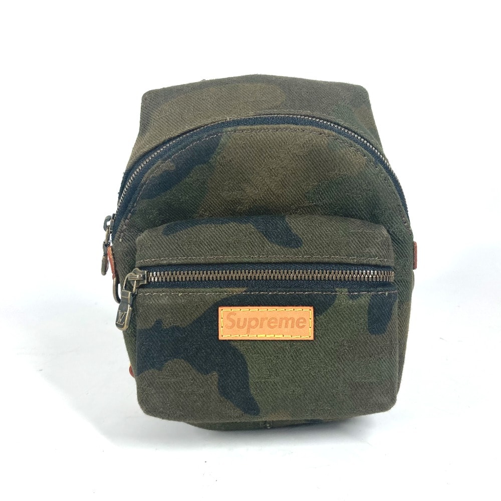 ルイヴィトン LOUIS VUITTON アポロ バックパック ナノ M44201 supreme シュプリーム コラボ バッグチャーム リュックサック カモフラ キーホルダー キャンバス グリーン 新品同様