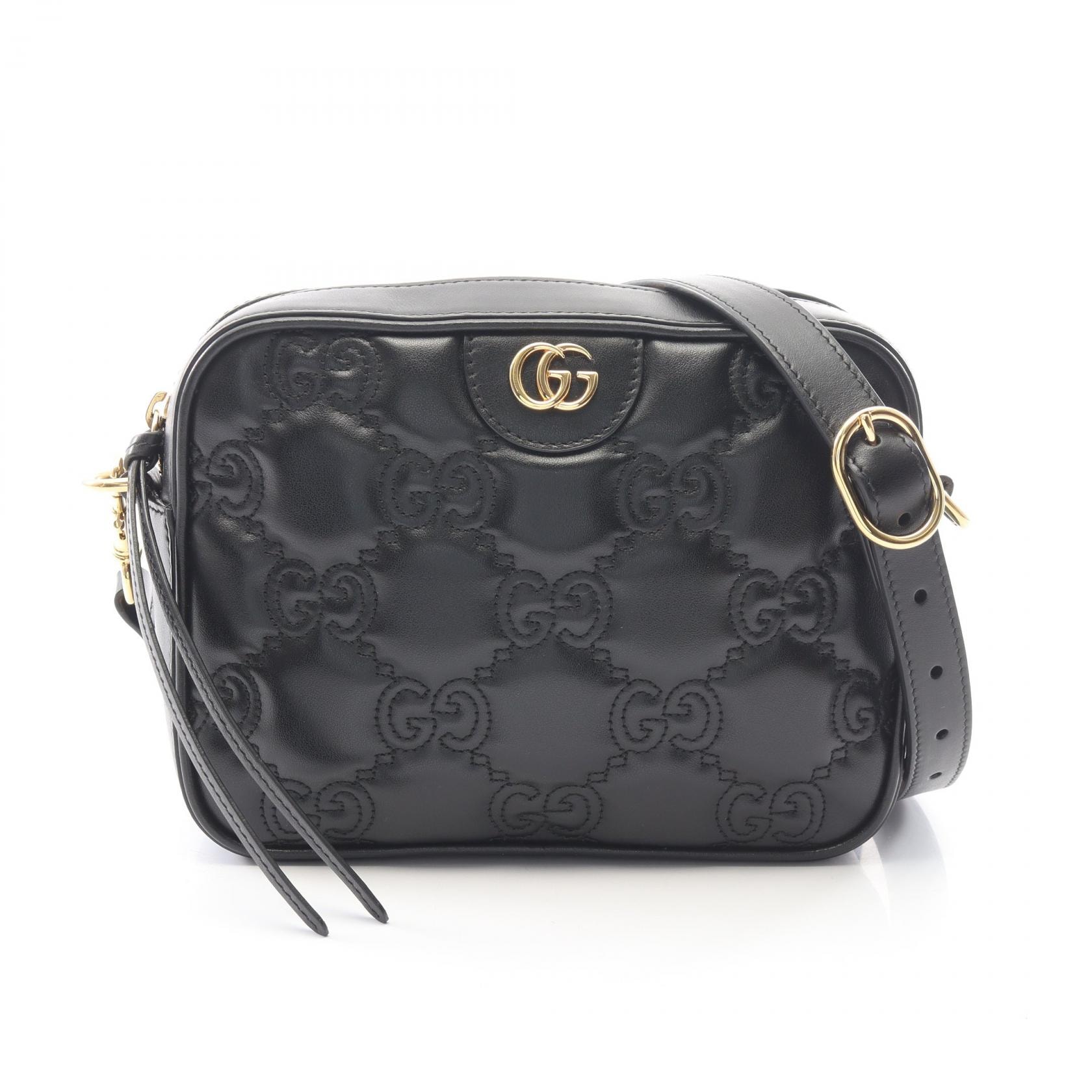 グッチ GUCCI GGマトラッセ スモール ショルダーバッグ バッグ レザー レディース ブラック系 702234 【中古】