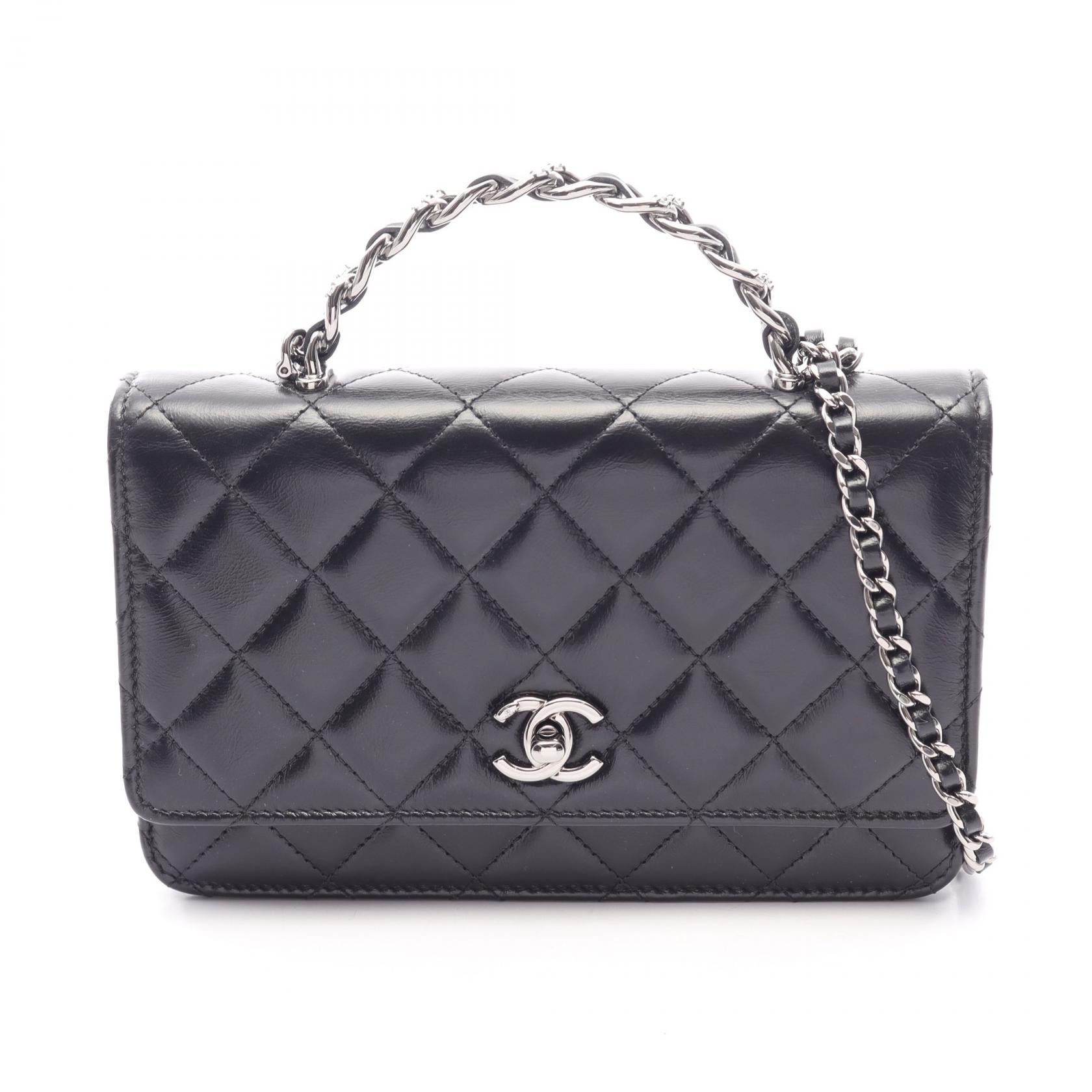 シャネル CHANEL マトラッセ トップハンドル 2WAY ショルダーバッグ バッグ ラムスキン(羊革) レディース ブラック系 【中古】