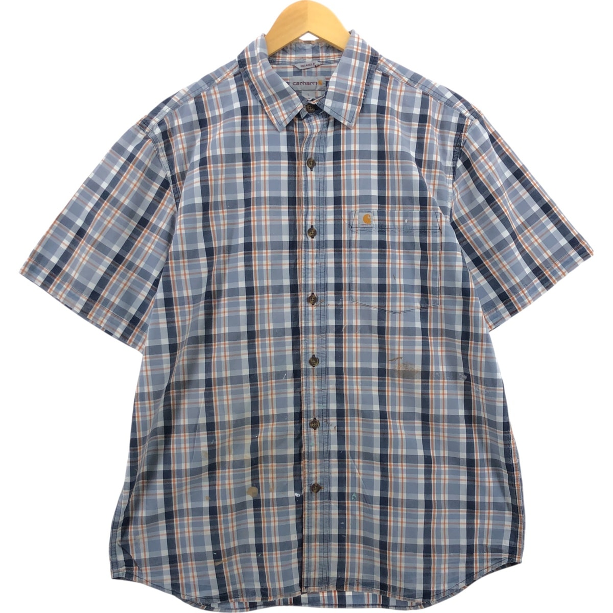 古着 カーハート Carhartt RELAXED FIT チェック柄 半袖 ワークシャツ メンズL相当/eaa564138