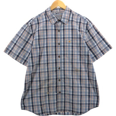 古着 カーハート Carhartt RELAXED FIT チェック柄 半袖 ワークシャツ メンズL相当/eaa564138
