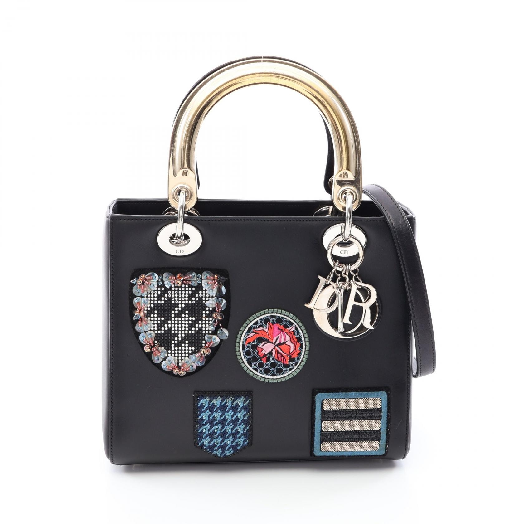 ディオール Dior LADY DIOR レディディオール 2WAY ハンドバッグ バッグ レザー レディース ブラック系 【中古】