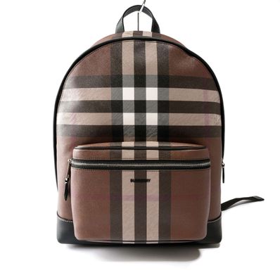 Burberry Check & Leather Backpack "Dark Barch Brown"
