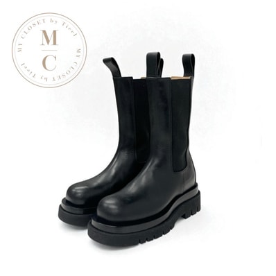 ボッテガヴェネタ BOTTEGAVENETA ラグ チェルシー ブーツ ショートブーツ 靴 シューズ レザー ブラック ミドル サイドゴア