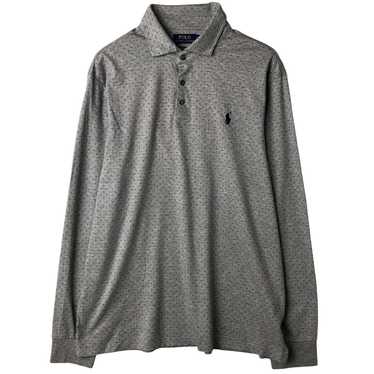 古着 ラルフローレン Ralph Lauren POLO RALPH LAUREN CUSTOM SLIM FIT 総柄 長袖 ポロシャツ メンズL相当/eaa608212