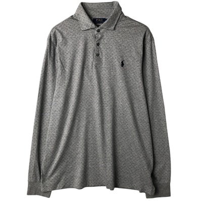 古着 ラルフローレン Ralph Lauren POLO RALPH LAUREN CUSTOM SLIM FIT 総柄 長袖 ポロシャツ メンズL相当/eaa608212