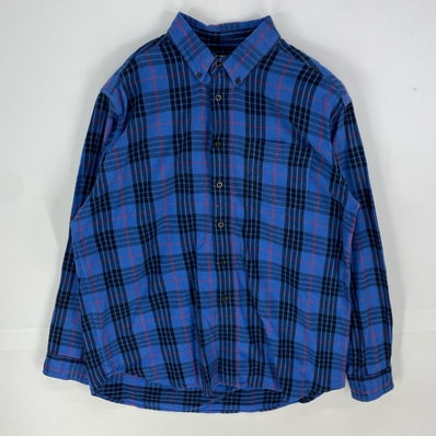 古着 エルエルビーン L.L.Bean 長袖シャツ 胸ポケット ネルシャツ ボタンダウン ロングスリーブ L ブルー系 チェック メンズ