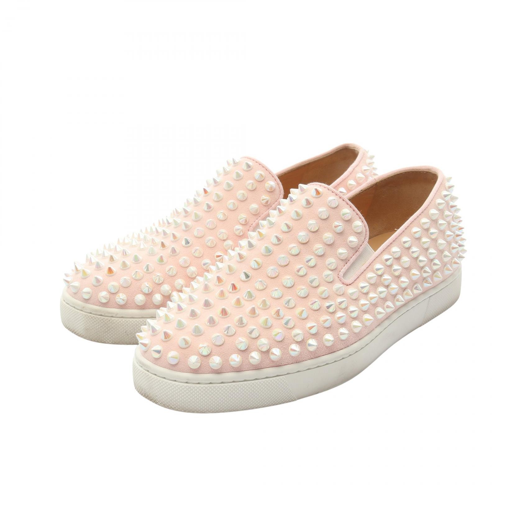 クリスチャンルブタン Christian Louboutin ローラーボート スリッポン 靴 スウェード レディース ピンク系 【中古】