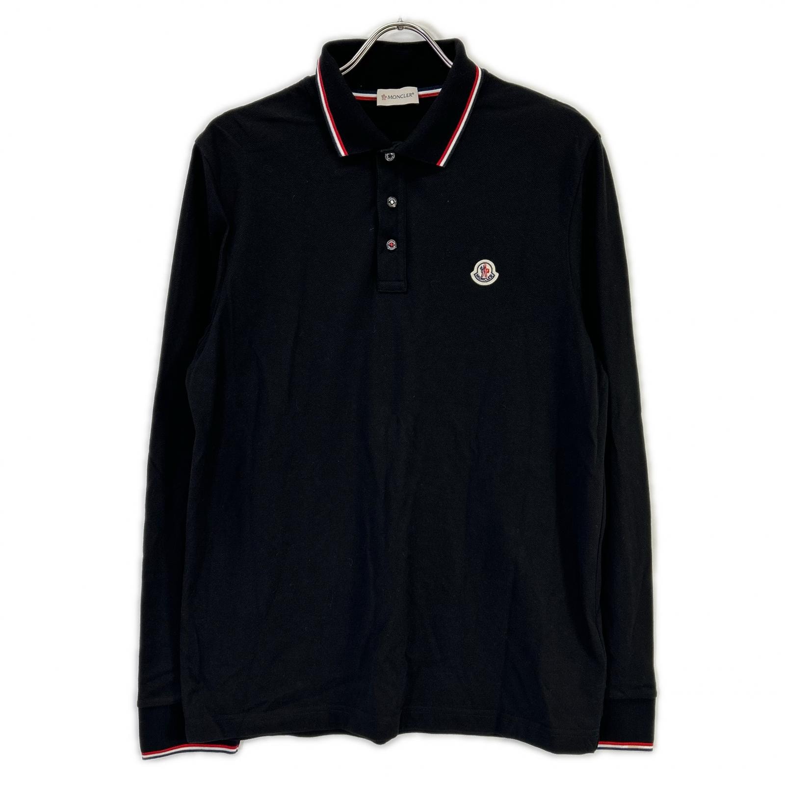モンクレール 21年ブラック MAGLIA POLO MANICA LUNGA ポロシャツ L