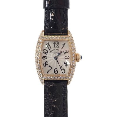 フランクミュラー FRANCK MULLER トノウカーベックスプティ 2500QZD4N 腕時計 K18イエローゴールド ダイヤモンド クオーツ シルバー文字盤 レディース【中古】【ABランク】