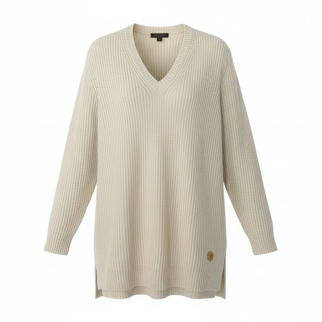 美品 LOUIS VUITTON ルイヴィトン カシミヤブレンド Vネックセーター ベージュ アイボリー ウール カシミヤ/ ニット A3-00291 【中古】