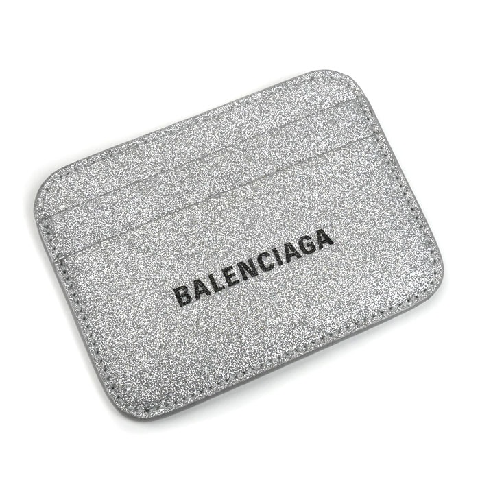 BALENCIAGA バレンシアガ ロゴ グリッター カードケース シルバー 593812 ユニセックス【中古】【極美品】