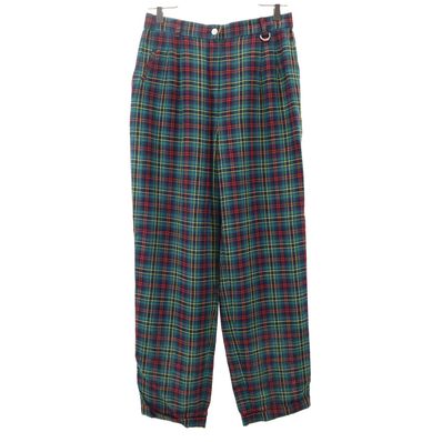 Christian Dior クリスチャンディオール 90s オールド チェック柄 ロングパンツ LL グリーン ボタンフライ