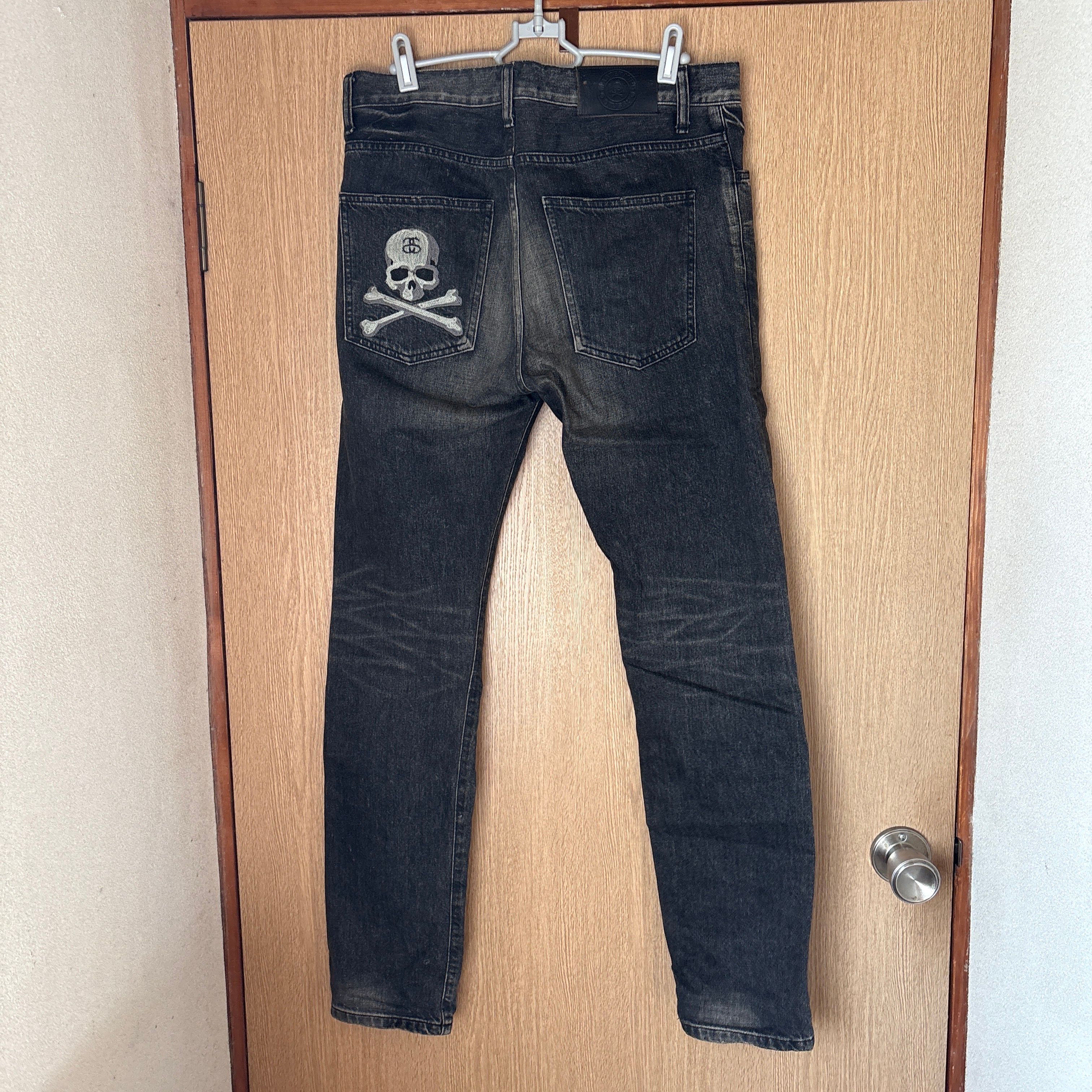 stussy×mastermind スカル刺繍 デニム ブラック